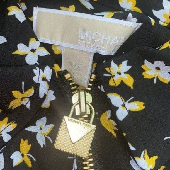 Michael Kors Women Floral Long Sleeve Zip Front Blouse Size S - Picture 8 of 8